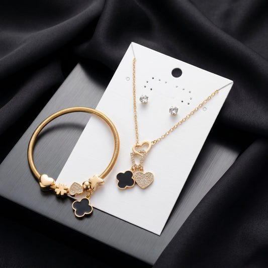 Elegant Crystal Jewelry Set – Necklace, Earrings & Bracelet for Women ✨